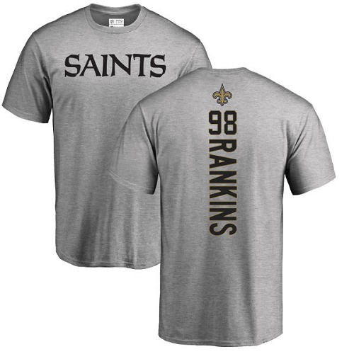 Men New Orleans Saints Ash Sheldon Rankins Backer NFL Football #98 T Shirt